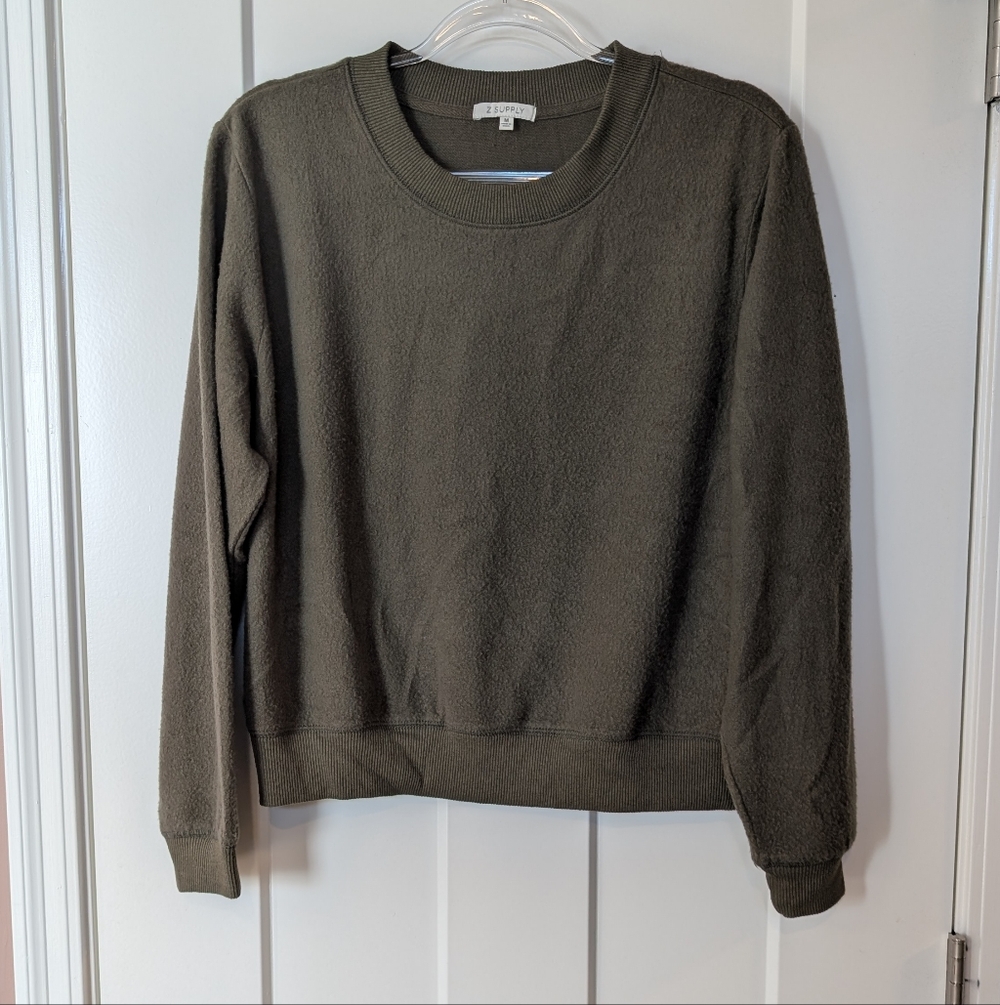 Z Supply Olive Crew Neck Sweatshirt